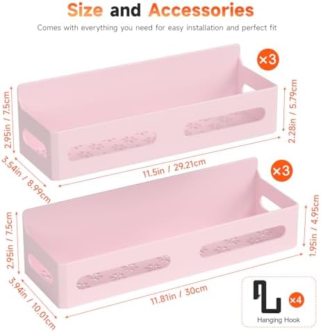 Sevenblue 4-Pack Magnetic Spice Rack for Refrigerator with Hooks, Pink