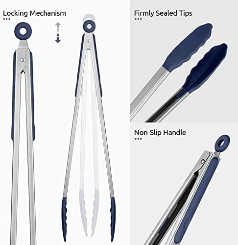 U-Taste Kitchen Tong for Cooking, 480ºF Heat-Resistant, 16in/Midnight Blue