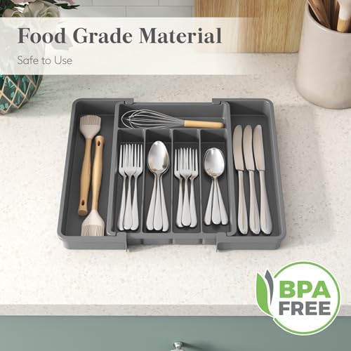 Lifewit Expandable Silverware Drawer Organizer, Kitchen Utensil Tray