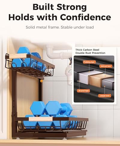 Sevenblue 2-Pack 2-Tier Height Adjustable Under Sink Organizer & Storage