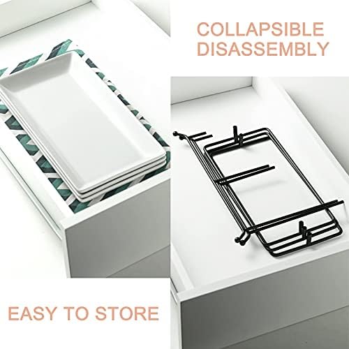Gomakren 3 Tier Serving Trays Stand, 12 Inch White Rectangular Platters