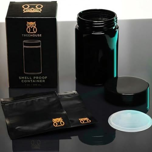 Treehouse Smell Proof Container (500mL) for Herbs, Spices, Coffee, Teas & More - Plus x2 Resealable Smell Proof Bags