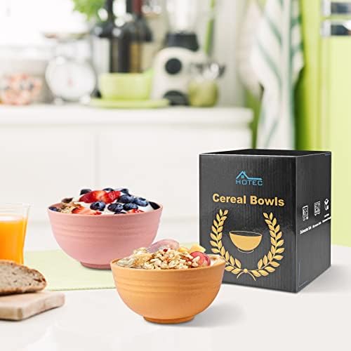HOTEC 8-Pack 26oz Wheat Straw Cereal Plastic Bowls set, Multicolor