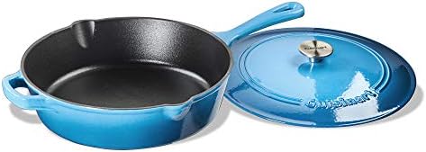 Cuisinart Chef's Classic Enameled Cast Iron Dutch Oven with Lid, Porcelain Enameled Interior, Oven Safe, Induction Compatible, 12-Inch, Chicken Fryer, Blue Gradient