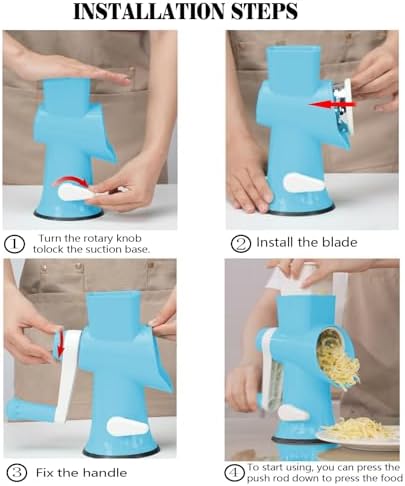 Cheese Grater with Handle,Multifunctional Rotary Cheese Grater