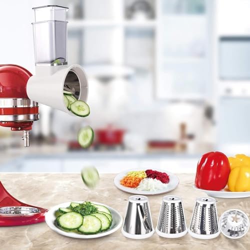 Slicer Shredder Attachment for Kitchenaid Stand Mixer, Salad Machine with Vegetable Slicer, Salad Maker, Food Slicers Cheese Grater Attachments for Kitchenaid Mixer Dishwasher Safe By Airpro,Blue