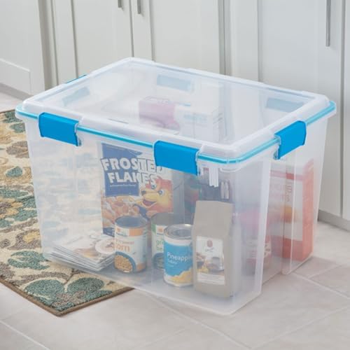 Sterilite Gasket Storage Box with Lids for Home & Office, 80 Quart, 8-Pack