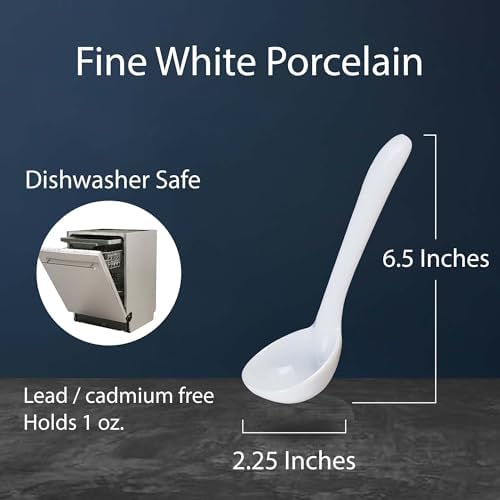 HIC Kitchen Gravy Ladle, Fine Porcelain, 1-Ounce