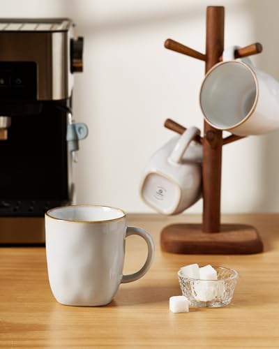 famiware Coffee Mugs Set of 4, Ocean Square 13oz Coffee Cup Set with Handle