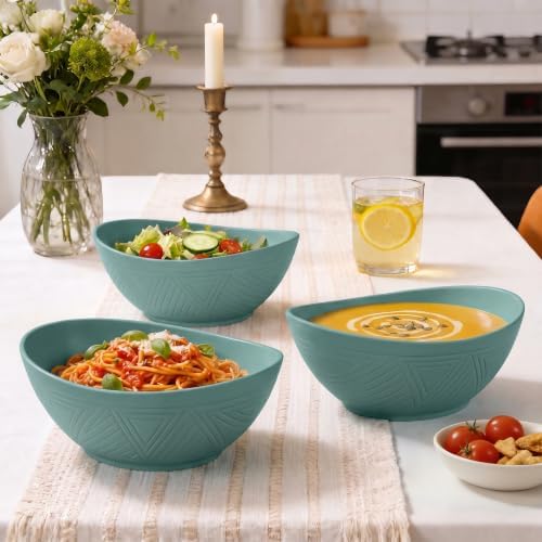 Large Soup Bowls 65 OZ - Unbreakable Serving Bowls Set of 4(Green)
