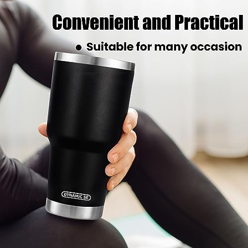 D·S 30 oz Black Tumbler with Straw and Lid Insulated Travel Coffee Mug