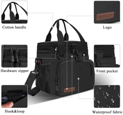 MIYCOO Lunch Bag for Men & Women, Expandable Double Deck Lunch Box, 15L