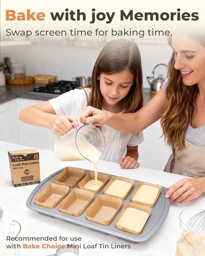 Bake Choice Mini Loaf Pan, 8-Cavity Non-Stick Carbon Steel Baking Pans Set