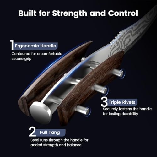 SYOKAMI 2026 Upgrade Steak Knives Set of 6 with Acacia Wood Foldable Block