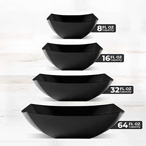 4 Pack Disposable Black Plastic Serving Bowls Square Party Candy Use 8oz