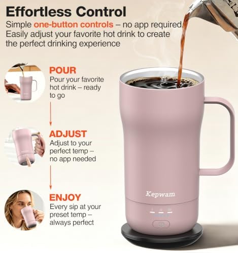 Kepwam Heated Coffee Mug T4, 16oz Smart Mug with Constant Temp Control