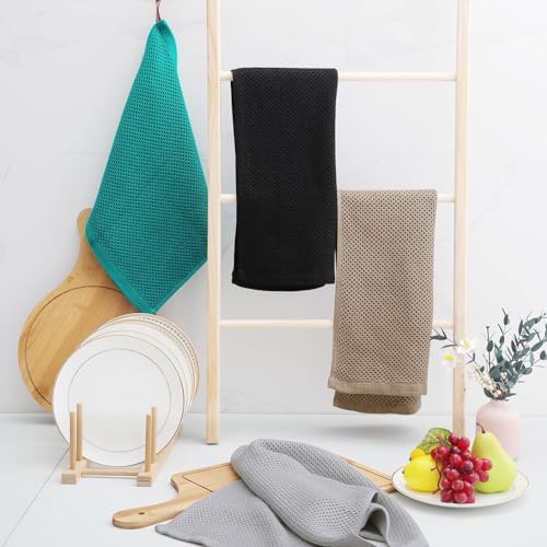 Homaxy 100% Cotton Waffle Weave Kitchen Dish Towels 12-Pack, Tan