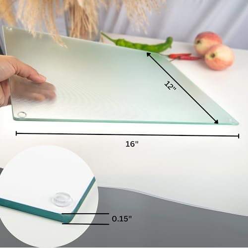 Kitchenville Glass Cutting Board 16"x12": Tempered Glass Kitchen Counter Protector - Durable- Scratch-Resistant, Heat-Proof - Design 6 - Woven Textured Design
