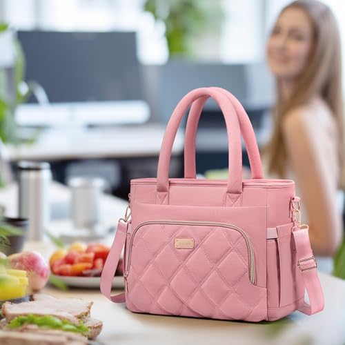 Artelaris Lunch Bag Women, Adult Insulated Lunch Box, Leakproof Lunch Cooler Bag, Reusable Large Lunch Cooler for Work, Picnic, Travel (Pink)