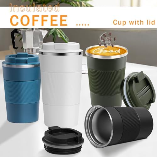 Insulated Travel Coffee Mug, Stainless Steel Coffee Cup with Leakproof Lid