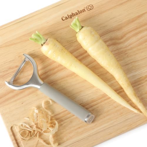 Calphalon Stainless Steel Vegetable Peeler with Swivel Blade, Ergonomic Non-Slip Grip Handle for Fruits & Vegetables, Kitchen Peeler for Smooth Peeling & Meal Prep