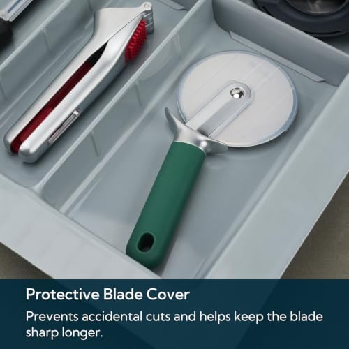KITCHENDAO Pizza Cutter Wheel with Blade Cover & Thumb Guard, 4 Inch, Green