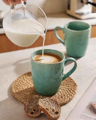 famiware Aurora Coffee Mugs, 14oz Mug Set of 4, Stoneware Cup with Handle