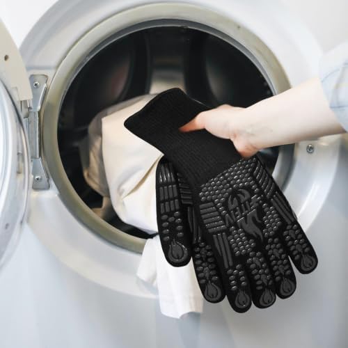 BBQ Gloves, 1472°F Heat Resistant with Silicone Grip Oven Mitts