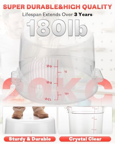 6QT 4PCS NSF Commercial Clear Food Storage Containers with Lids(RED)