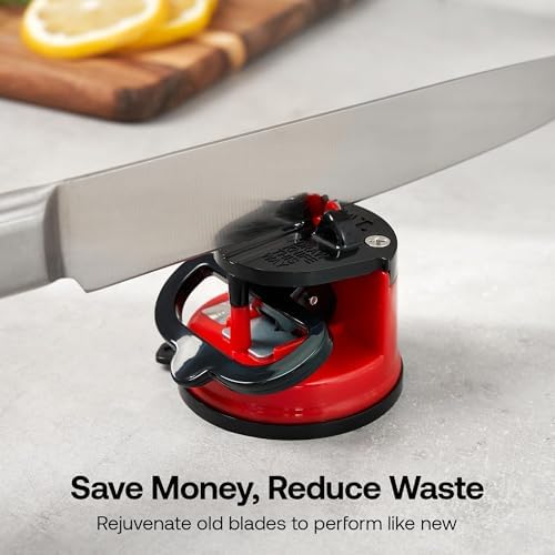 AnySharp – GLOBAL – Easy to Use, Hands Free Knife Sharpener - Red