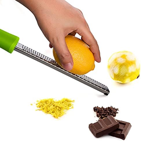 8-Inch Lemon Zester & Cheese Grater, 18/8 Stainless Steel, Green
