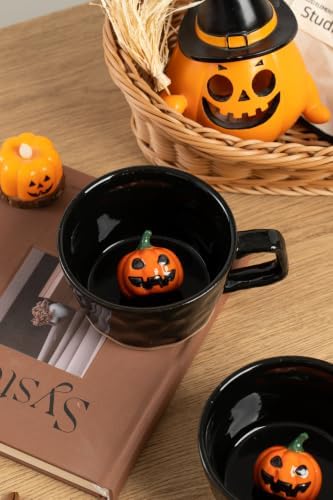DIHOclub 3D Halloween Pumpkin Inside Ceramic Mug(Black) 14Oz