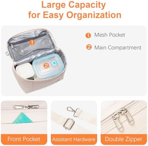 NOL 4L Insulated Lunch Bags for Women Cooler Bag Lightweight Nylon Waterproof Lunch Box For Work (Small, Cream)