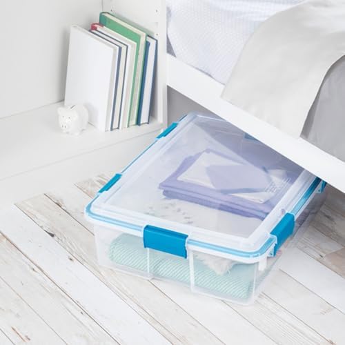 Sterilite Gasket Storage Box with Lids for Home & Office, 37 Quart, 8-Pack