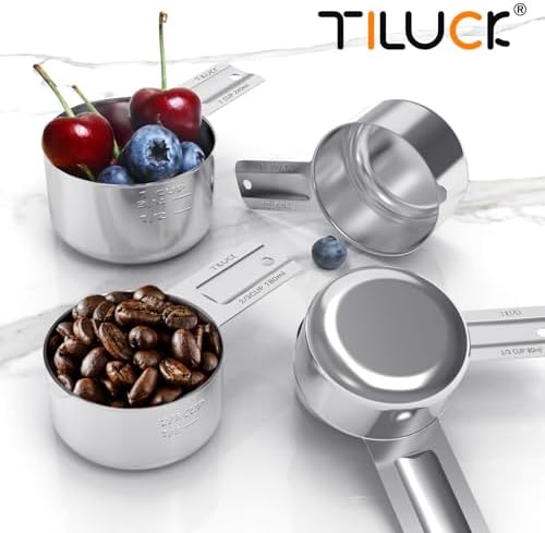 TILUCK Stainless Steel Measuring Cups Set,Kitchen Gadgets for Cooking & Baking,Set of 7