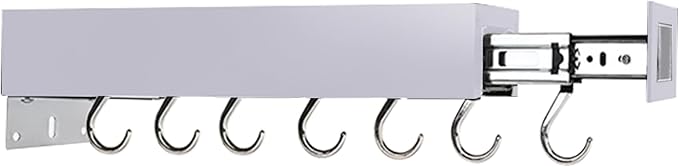 Pull Out Pot Racks, Pot and Pan Organizer with Hooks, Kitchen Pots and Pans Rack Pot Hanging Holder Under Cabinet, Aluminum Alloy Sliding Under Storage (Gray, 7 Hooks)