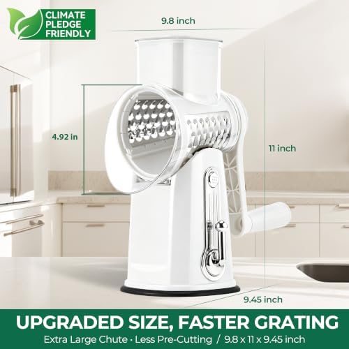 SUSTEAS Rotary Cheese Grater 5 Blades,Kitchen Mandoline Vegetable Slicer