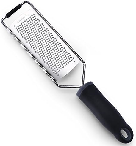 Wide Lemon Zester & Cheese Grater, 18/8 Stainless Steel with Cover, Black