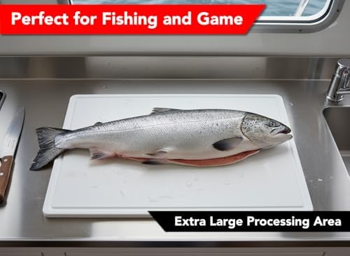 Thirteen Chefs Extra Large 30x18 Inch Cutting Board with Juice Groove - Great for Carving, Fish, Meat and Game – 1/2 Inch Thick White HDPE Plastic, 10 pounds