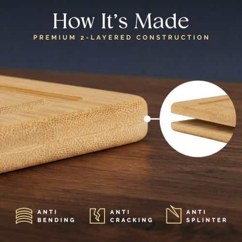 Pre-Oiled, Non Toxic 3-Piece Bamboo Cutting Board Set of 3, Pre-Oiled