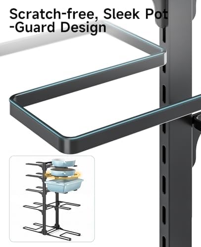 MUDEELA 10-Tier Pots and Pans Organizer Rack, 23.62" H for Cast-iron Pans