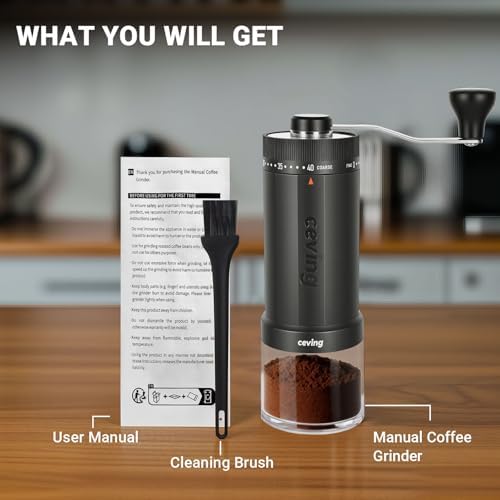 CEVING World's First 60g Large Capacity Manual Coffee Grinder, Gray
