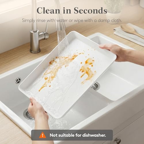 Lifewit 4-Pack Large Serving Tray, 14.5 x 9.5 Plastic Food Serving Platter