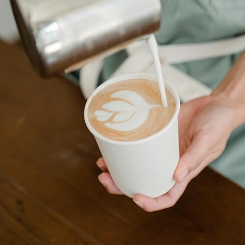 TashiBox 300 Pack 12 oz Disposable Paper Cups, BPA-Free Hot/Cold Drink Cups, Sturdy White Coffee Cups with Rolled Rim, Leak-Proof, Ideal for Home Office Daily Use