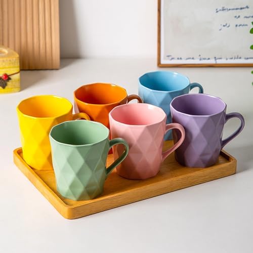 11 Ounce Porcelain Mugs, Set of 6, Tea and Cocoa Mug Set, Orange, Matte
