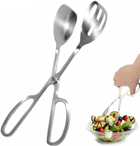 10-Inch Salad Tongs for Serving - Premium Stainless Steel Scissor Tongs,