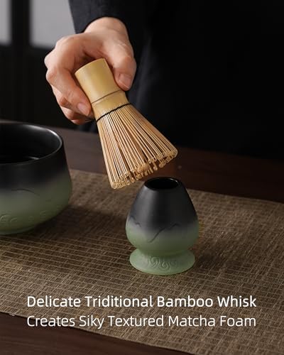 ZENS Premium Matcha Whisk Set, 5pcs Matcha Kit with Matcha Tools, Green
