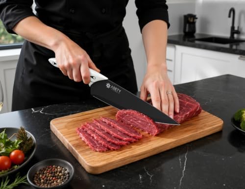 ASETY Kitchen Knife Set with Block 15 PCS, Dishwasher Safe Kitchen Knives