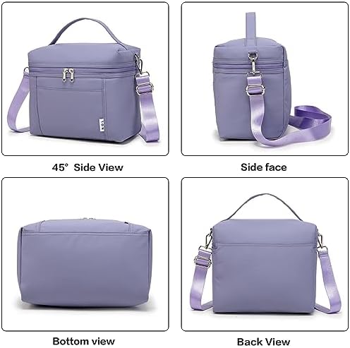 NOL 8L Insulated Lunch Bags for Women Cooler Bag Lightweight Nylon Waterproof Lunch Box For Work (Light purple, Medium(normal))