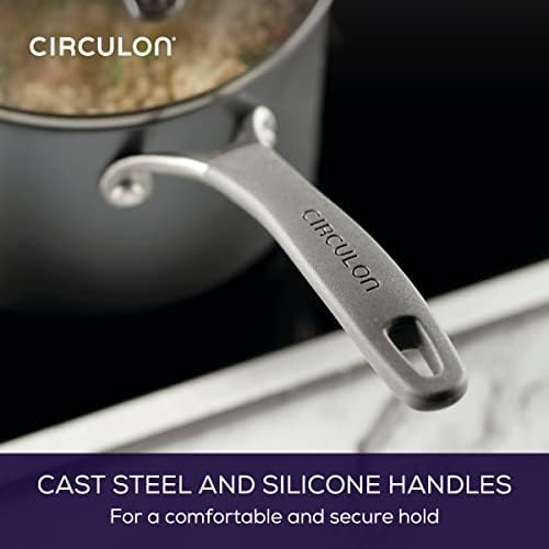 Circulon A1 Series Nonstick Straining Sauce Pan with Lid, 3-Quart, Graphite